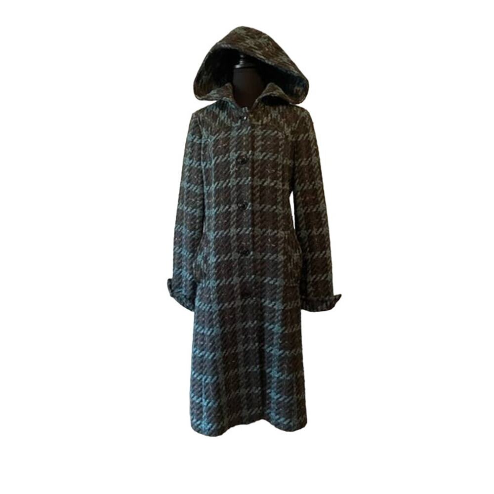 COLE HAAN Turquoise Wool Coat Size 8